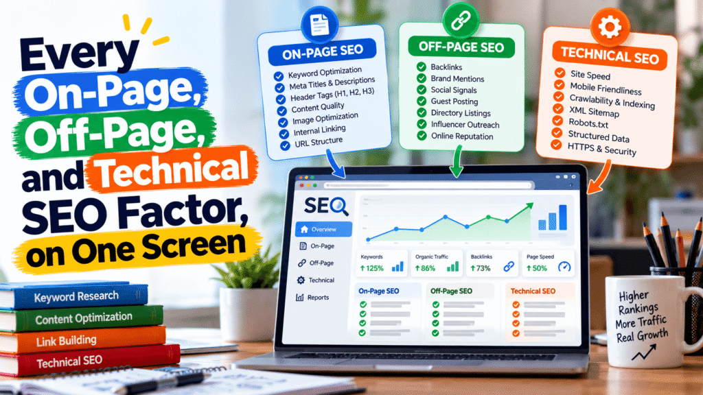 Every On-Page, Off-Page, and Technical SEO Factor comp